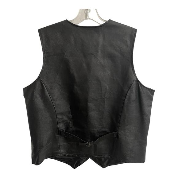 Excelled Collection Vest Men Size XL Black Genuine Leather Motorcycle Biker Moto - Picture 2 of 9